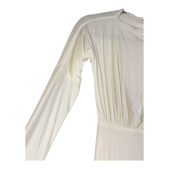 The Line by K Pascal Maxi Dress Ruched Long Sleeve Cut Out Evening Ivory Size S - Picture 8 of 13